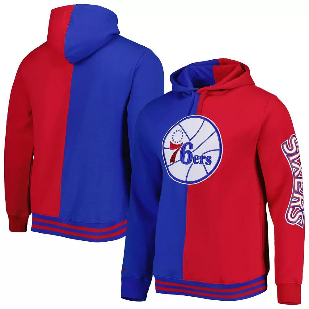 Men's Mitchell & Ness Royal/Red Philadelphia 76ers Hardwood Classics Split Pullover Hoodie, Size: 3XL, 76r Blue Product Image