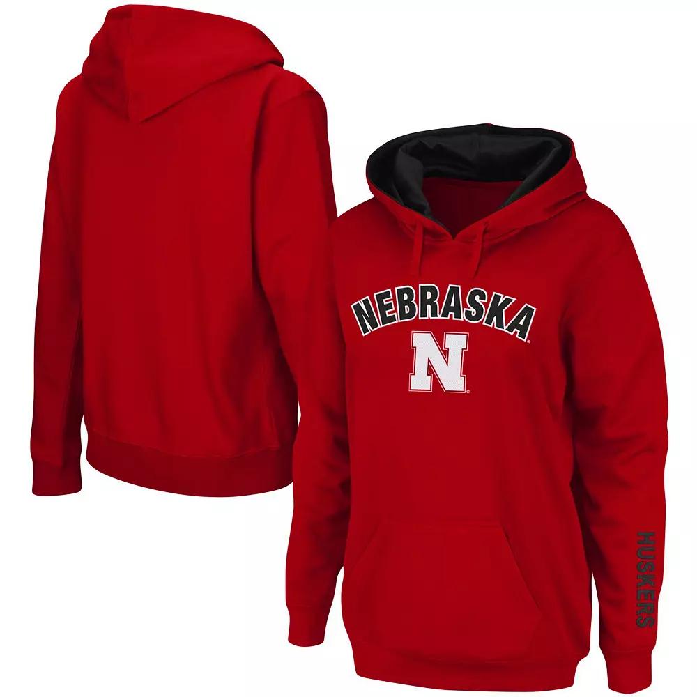Women's Scarlet Nebraska Huskers Arch & Logo 1 Pullover Hoodie, Size: Medium, Red Product Image