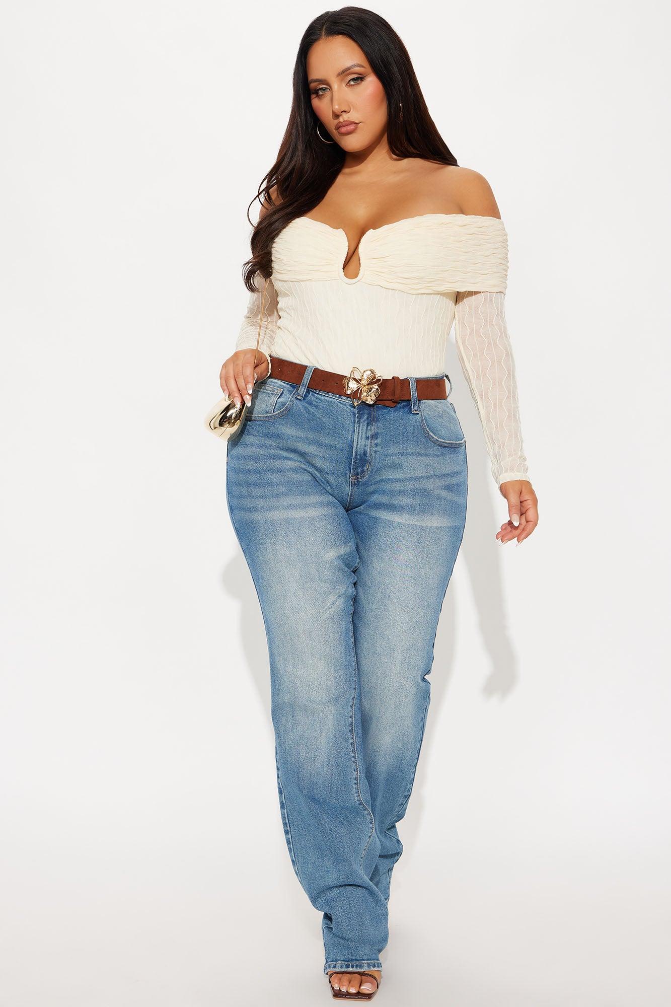 Olive Off Shoulder Bodysuit - Ivory Female Product Image