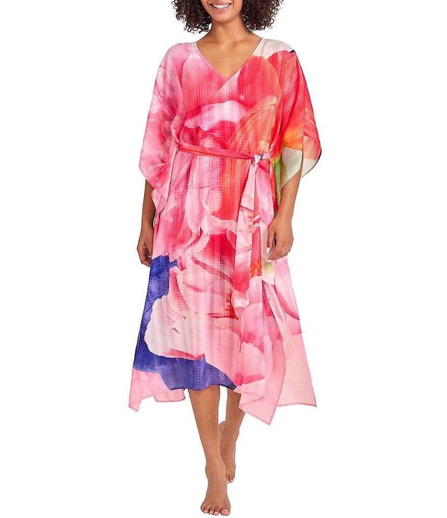 Tommy Bahama Artist Series V-Neck Belted Caftan Swim Cover-Up Product Image