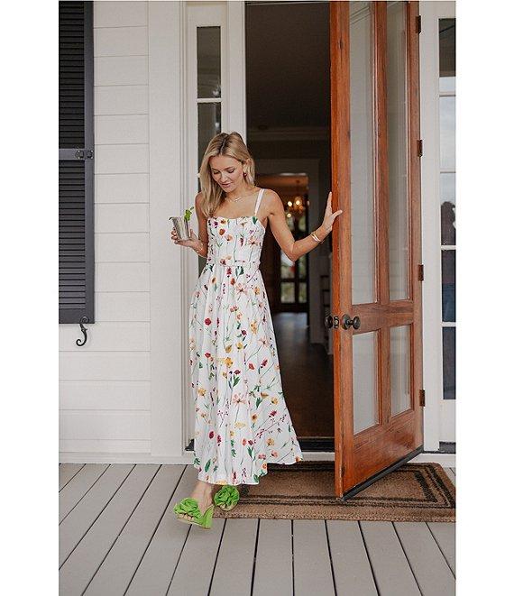 Antonio Melani x Style by Simkins Maybry Floral Print Poplin Sweetheart Neck Sleeveless Maxi Dress Product Image