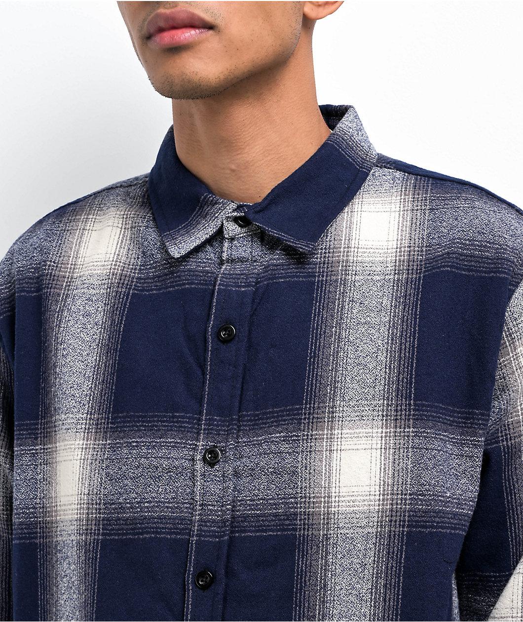 Shaka Wear Navy Plaid Heavyweight Flannel Shirt Product Image