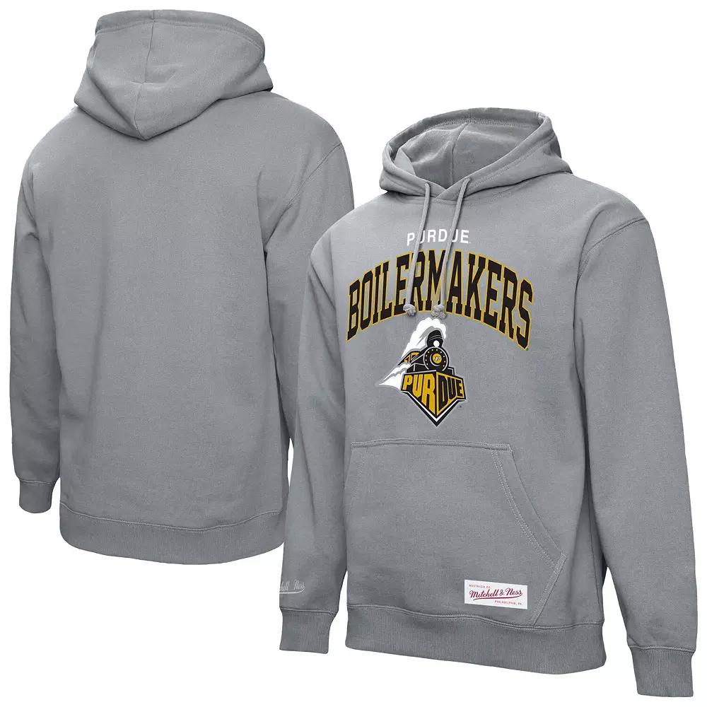 Men's Mitchell & Ness Heather Gray Purdue Boilermakers Classic Arch Pullover Hoodie,  Product Image