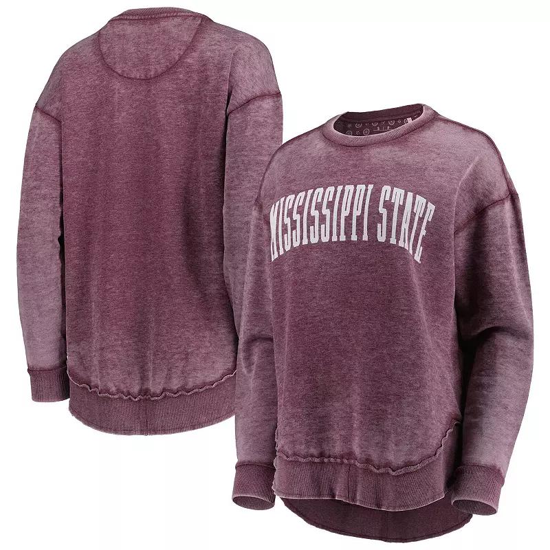 Women's Pressbox Maroon Mississippi State Bulldogs Vintage Wash Pullover Sweatshirt,  Product Image