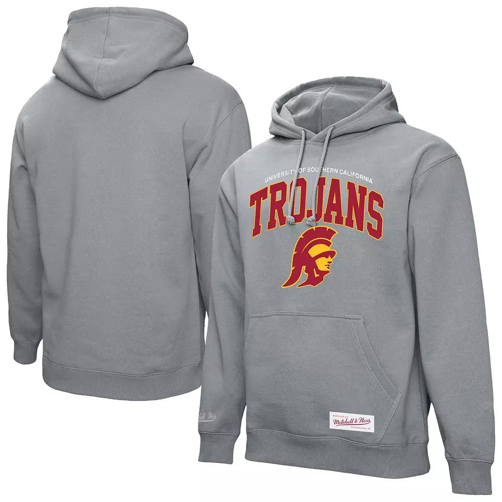 Men's Mitchell & Ness Heather Gray USC Trojans Classic Arch Pullover Hoodie,  Product Image