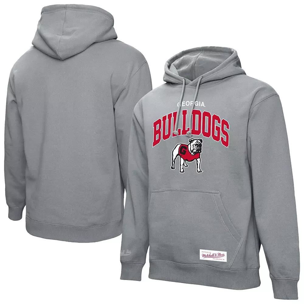 Men's Mitchell & Ness Heather Gray Georgia Bulldogs Classic Arch Pullover Hoodie,  Product Image