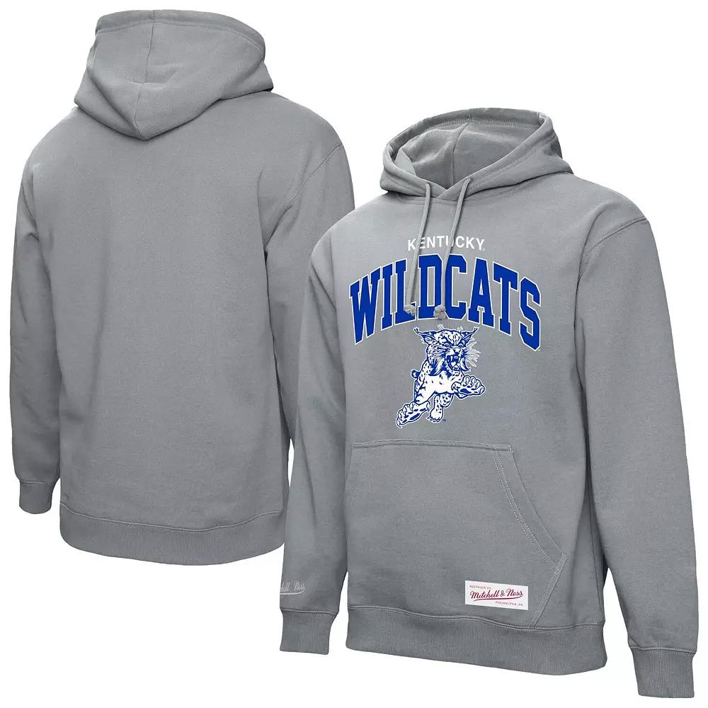 Men's Mitchell & Ness Heather Gray Kentucky Wildcats Classic Arch Pullover Hoodie,  Product Image