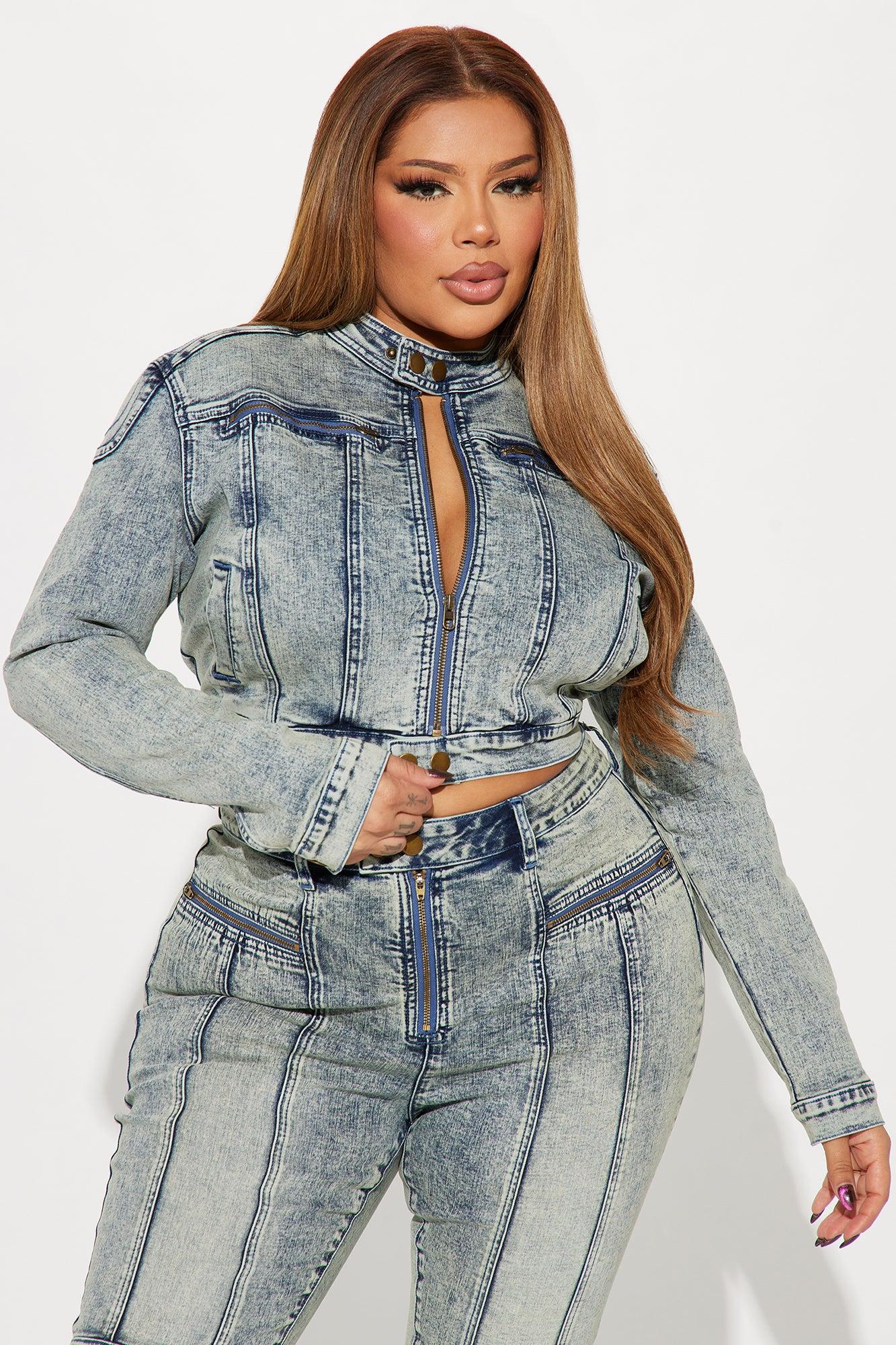 Starting Rumors Stretch Denim Moto Jacket - Vintage Wash Product Image