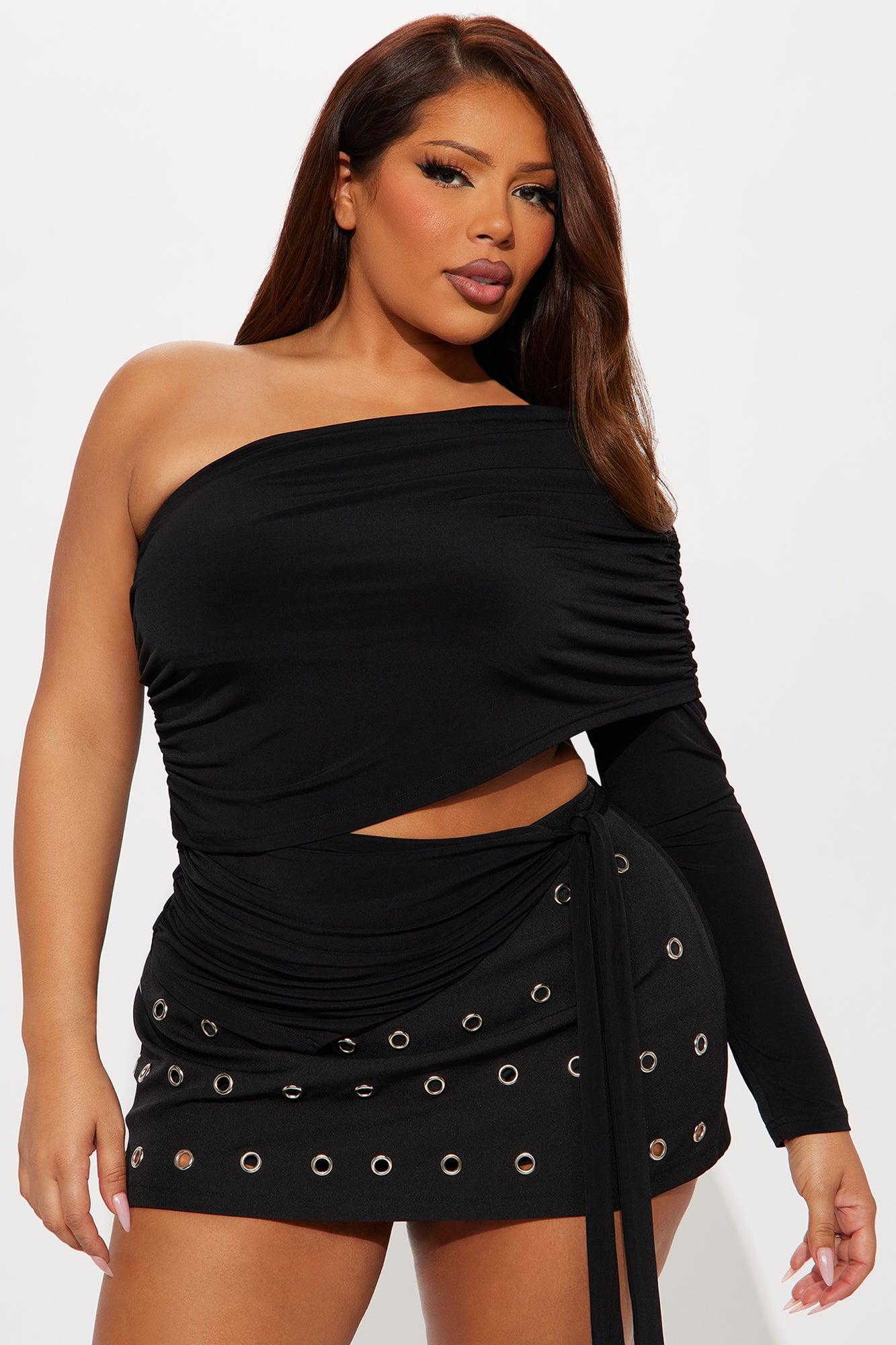 Striking One Shoulder Cut Out Top - Black Female Product Image