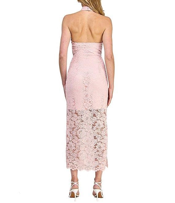 Layered With Love Valeri Lace Illusion Halter Neck Sleeveless Bodycon Midi Dress Product Image