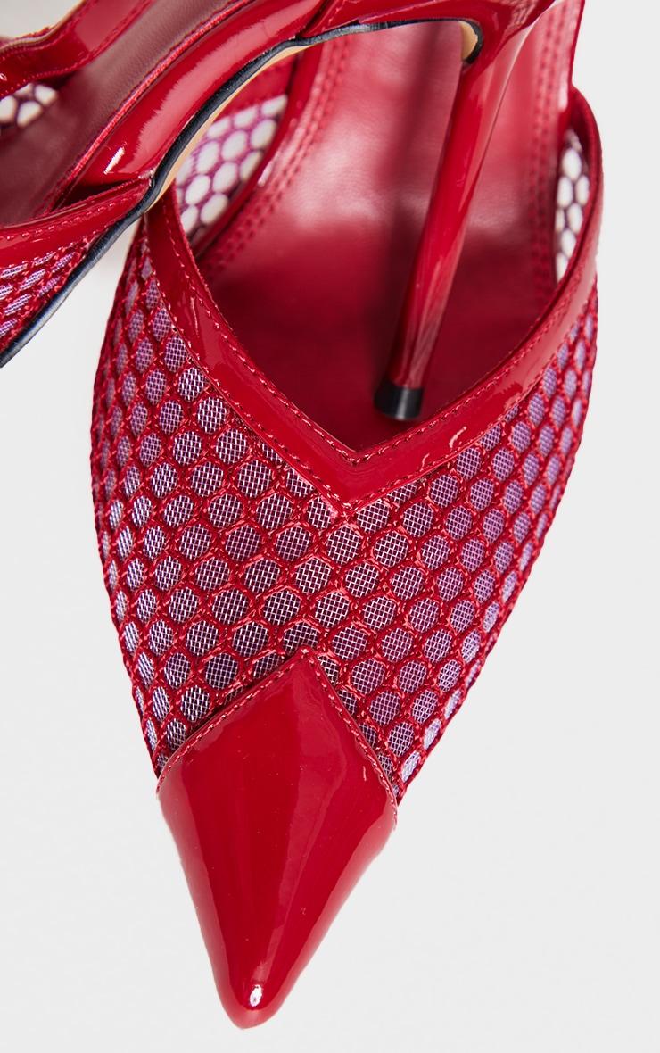 Cherry Red PU Mesh Upper Point Toe High Stiletto Court Heels Product Image