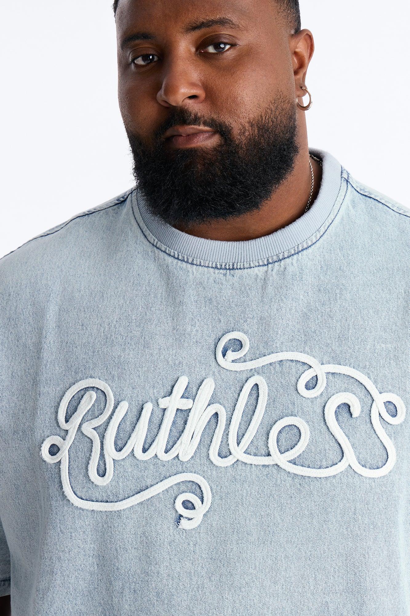 Boxy Ruthless Denim Short Sleeve Tee - Light Wash Product Image