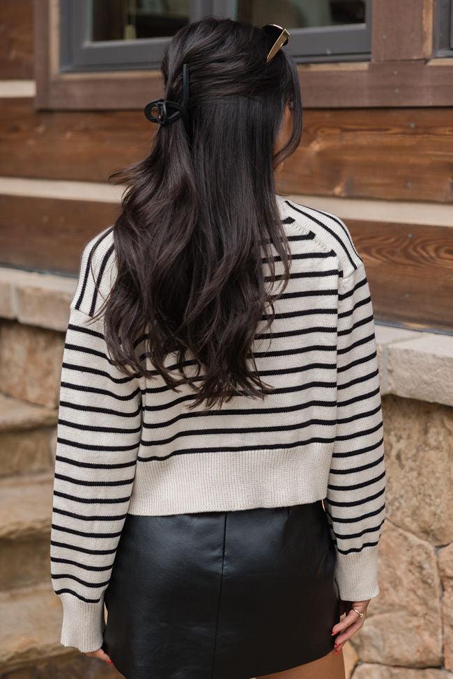 Back In Style Beige and Black Striped Cardigan FINAL SALE Product Image