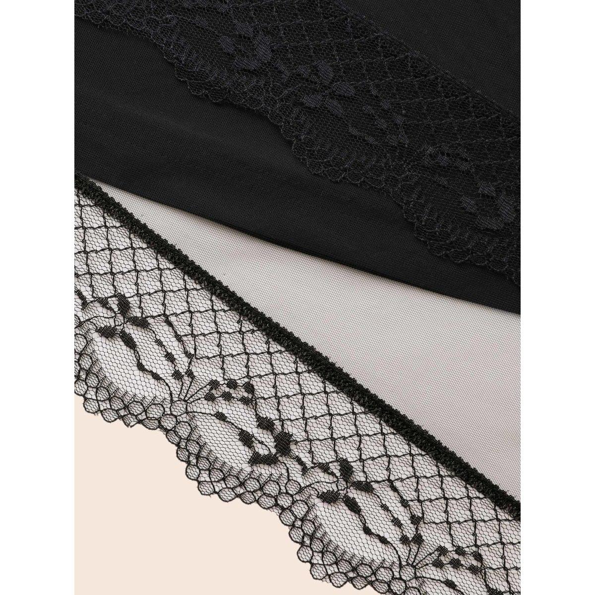 Plus Size Gothic Laced Asymmetrical Hemline Skirt Women Black Cocktail See through No stretch Side seam pocket Party Skirts BloomChic 12/L Product Image