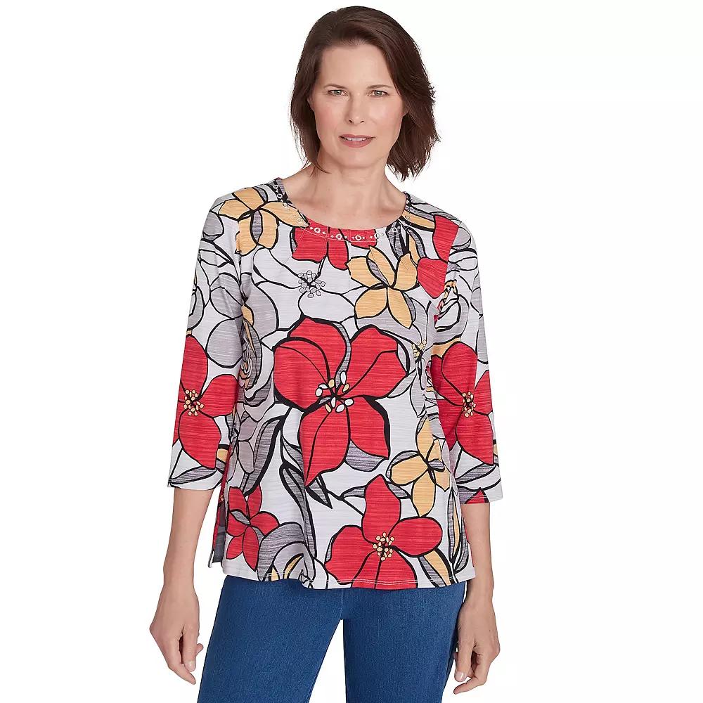 Petite Alfred Dunner Bold Floral Print Tee, Women's,  Product Image