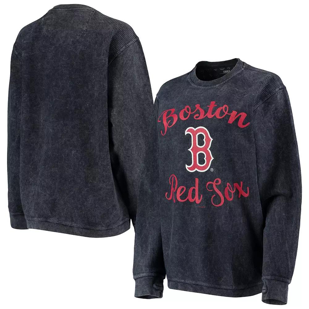 Women's G-III 4Her by Carl Banks Navy Boston Red Sox Script Comfy Cord Pullover Sweatshirt,  Product Image