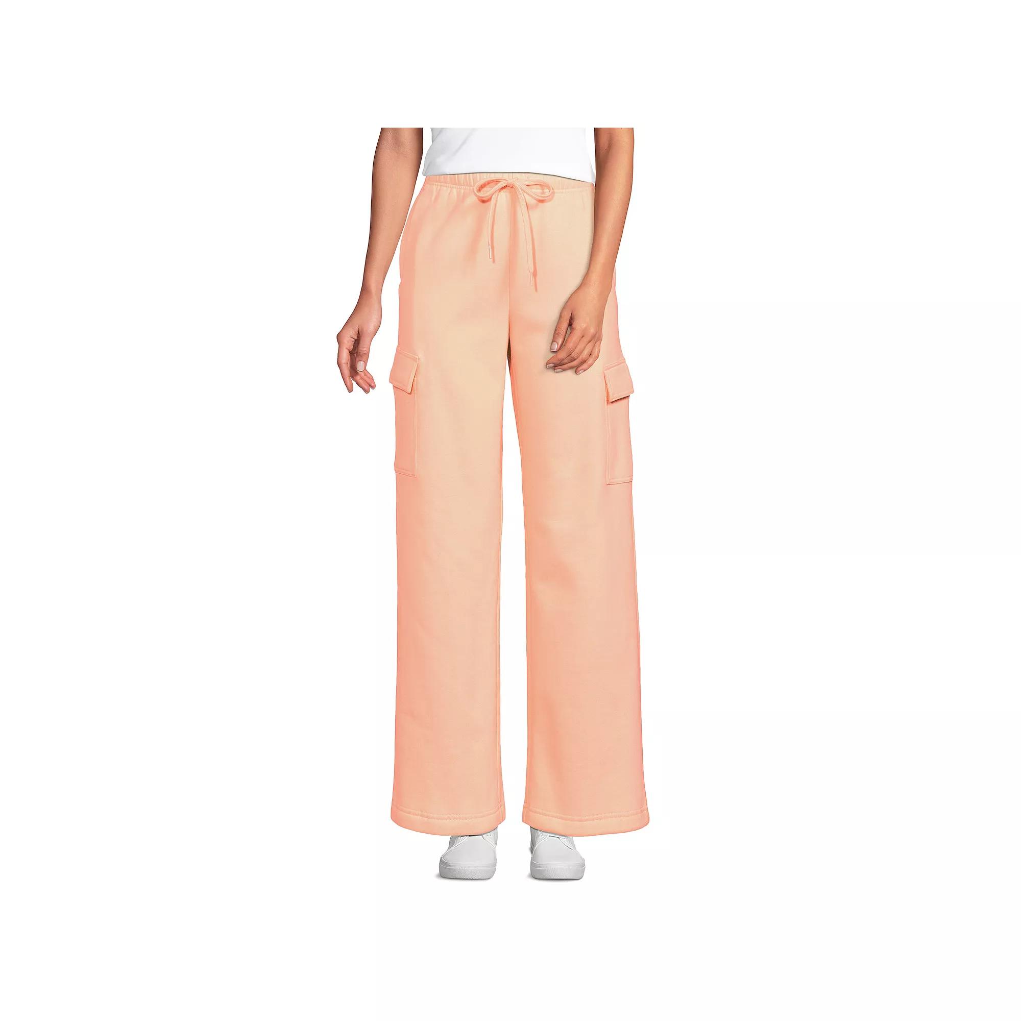 Women's Lands' End Serious Sweats High Rise Wide Leg Cargo Pants,  Product Image