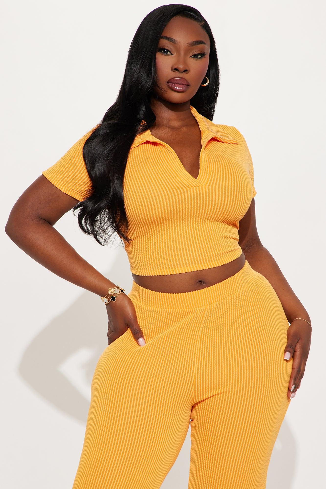 Josie Ribbed Pant Set - Orange Female Product Image