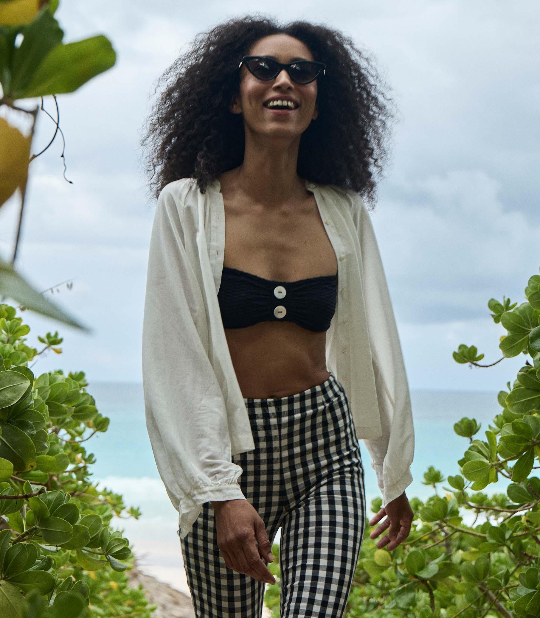 LULA CROP PANT -- NOIR MARJORIE GINGHAM Product Image