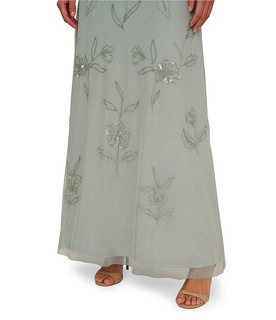 Adrianna Papell Crew Neck Short Flutter Sleeve Beaded Blouson Dress Product Image