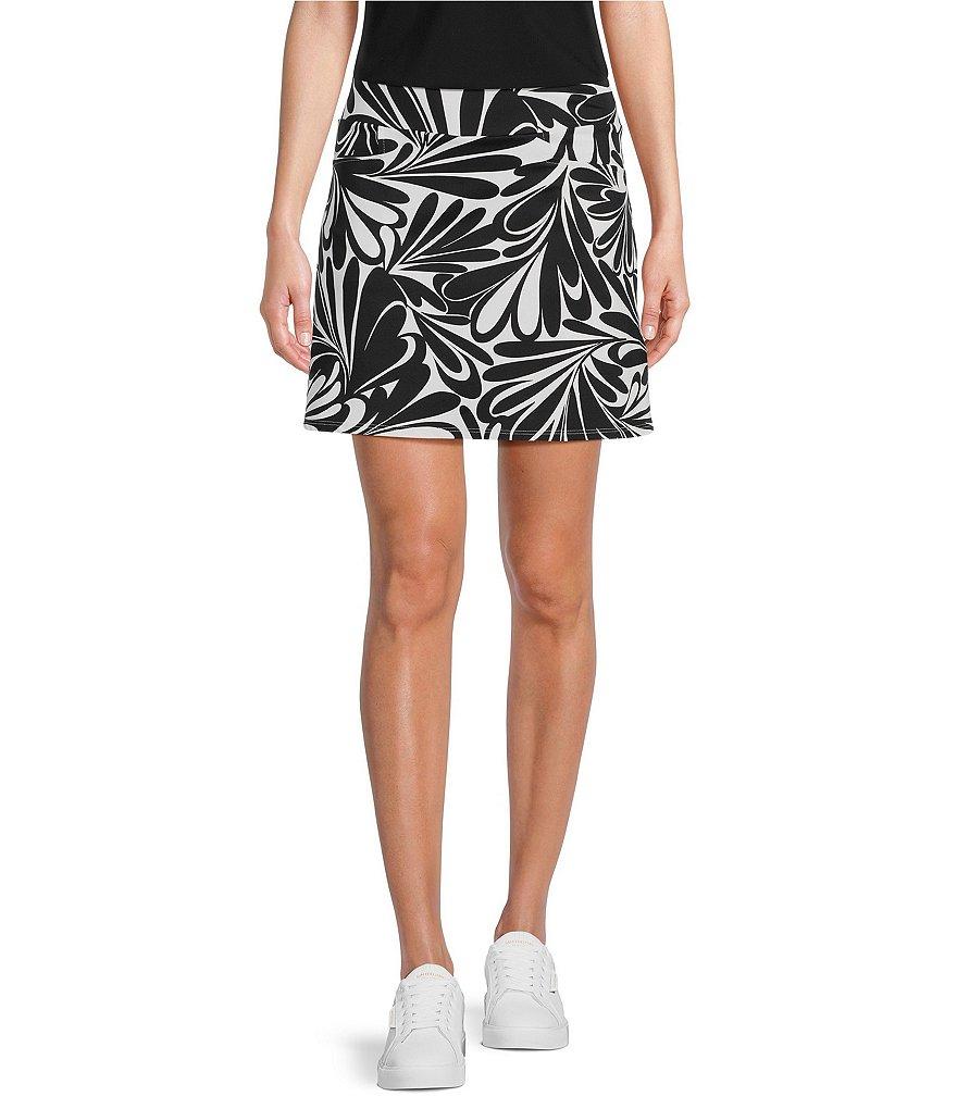 Jude Connally Sonia Knit Decorative Fan Print A-Line Side Slit Pull-On Skort Product Image