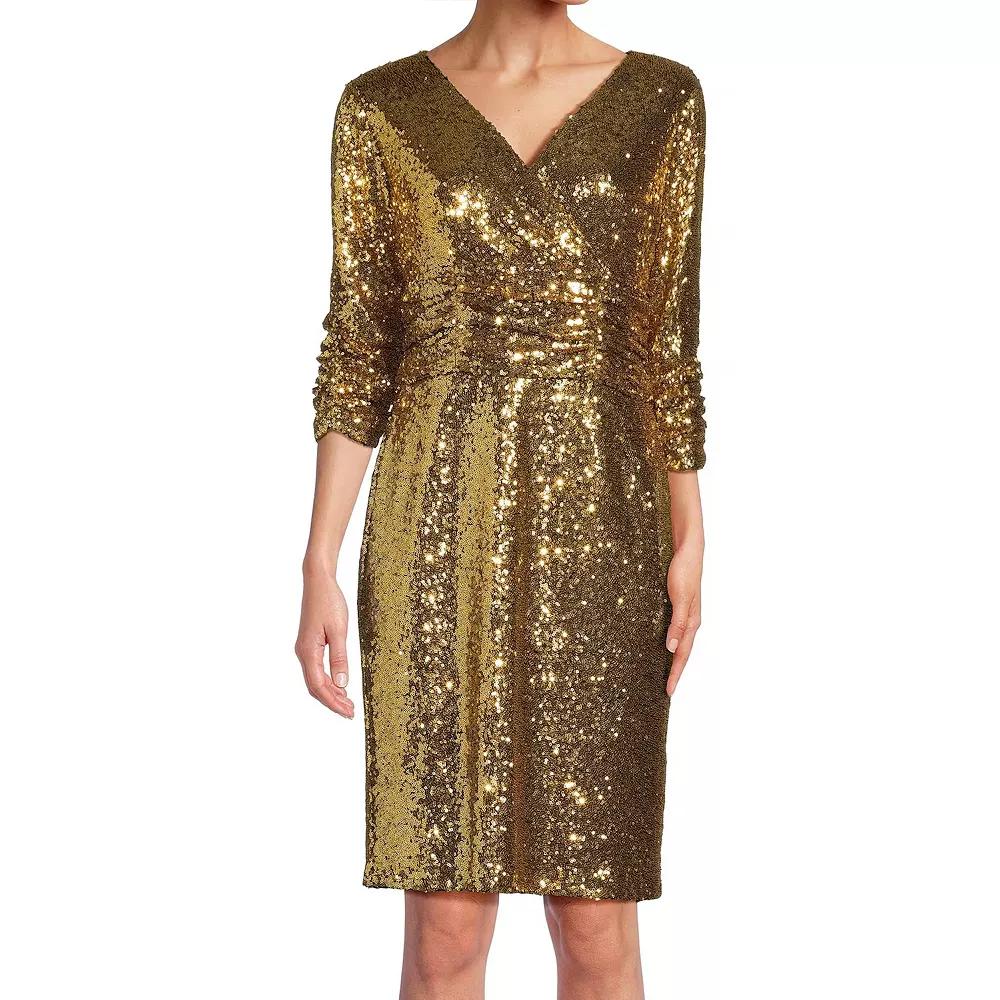 Women's Focus By Shani V-Neck Sequin Dress, Size: 8, Silver Product Image