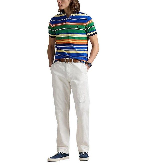 Polo Ralph Lauren Classic Fit Multi-Color Striped Mesh Short Sleeve Polo Shirt Product Image