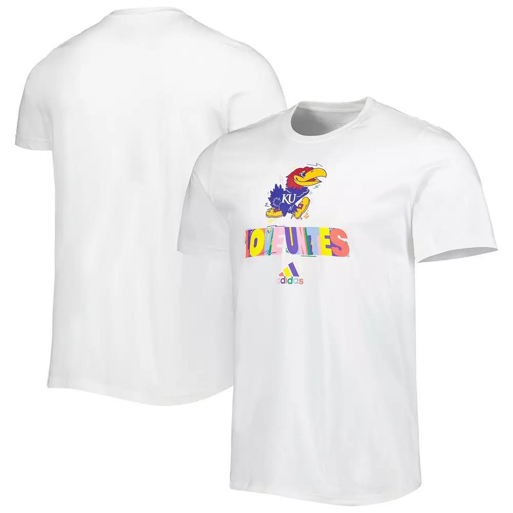 Men's adidas White Kansas Jayhawks Pride Fresh T-Shirt, Size: 2XL Product Image