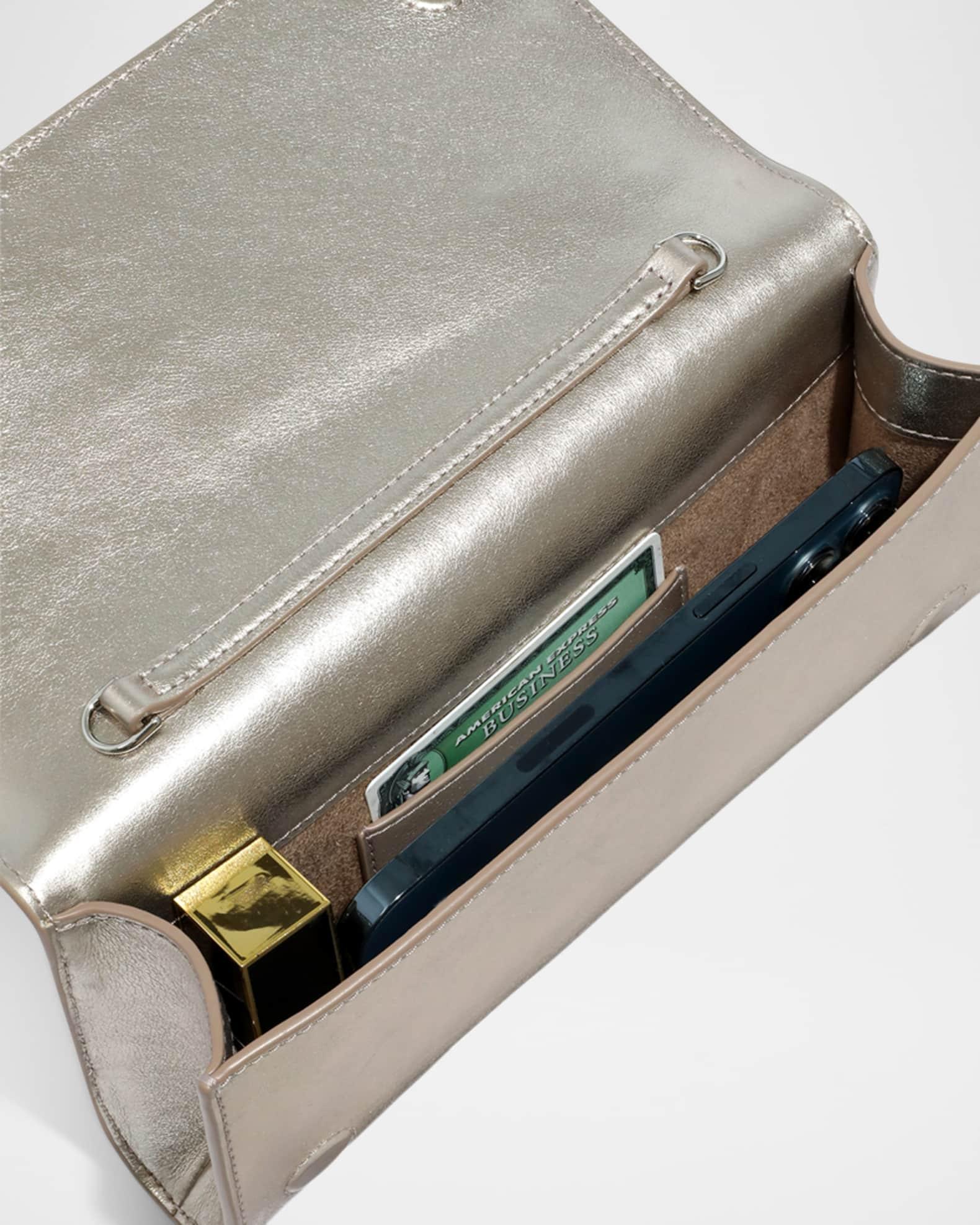 Crystal Curve Metallic Leather Clutch Bag Product Image