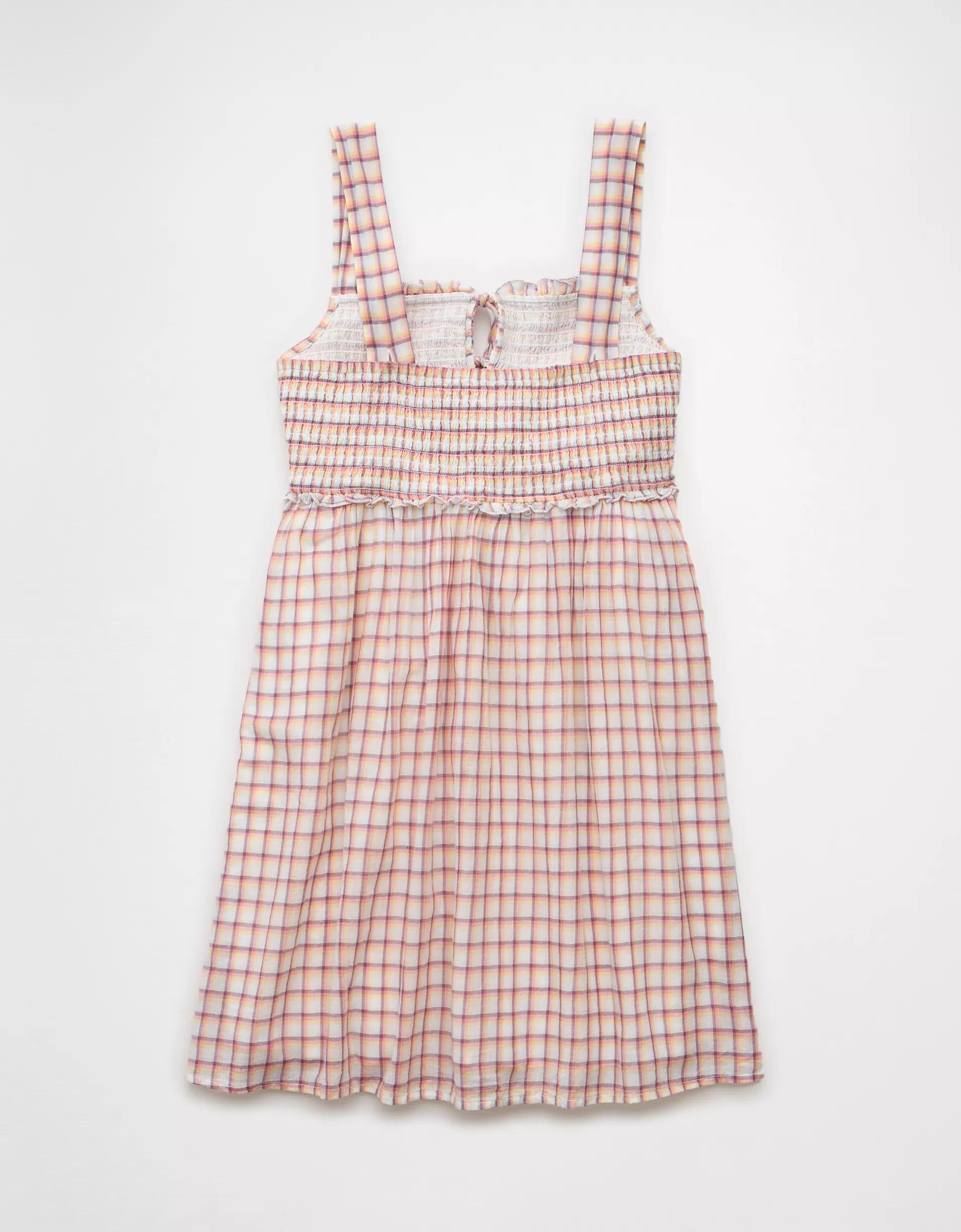 AE Plaid Babydoll Mini Dress Product Image