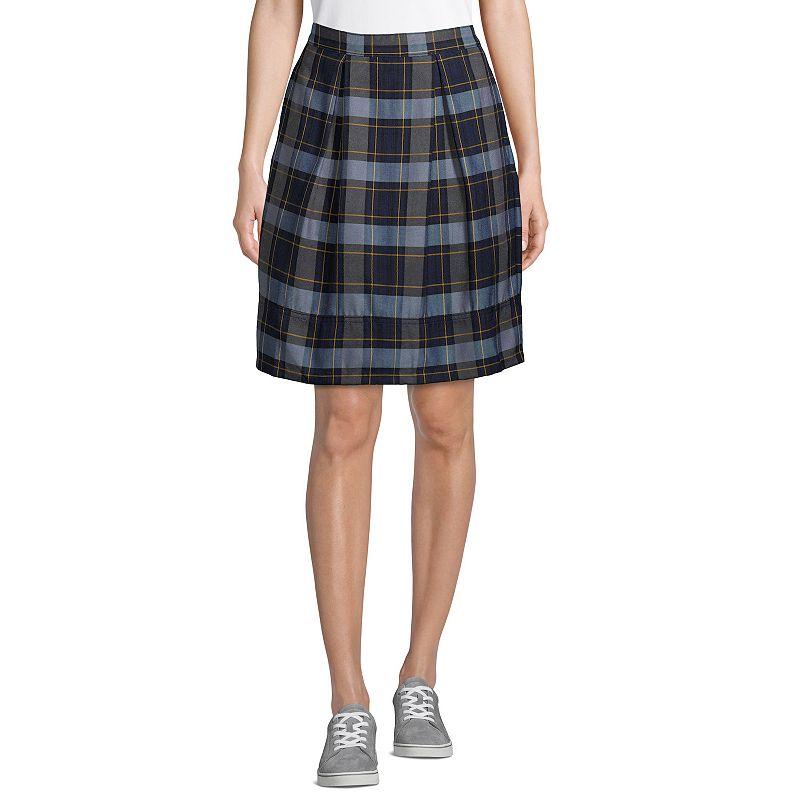 Women's Lands' End Plaid Top of Knee Length Pleated Skort, Size: 4, Clear Blue Plaid Product Image