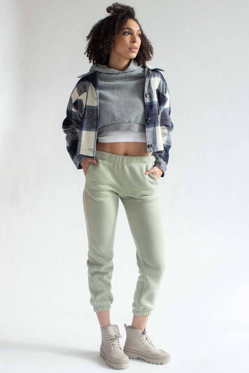 Navy Plaid Cropped Shacket Product Image