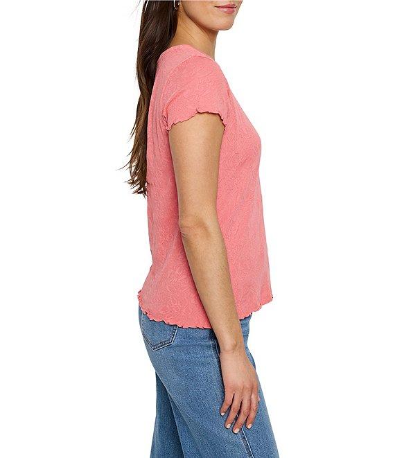 NIC + ZOE Lace Knit Round Neck Short Sleeve Tee Product Image