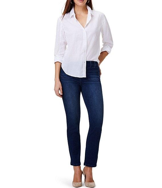 NIC + ZOE Mid Rise Straight Leg Patch Pocket Denim Ankle Jeans Product Image