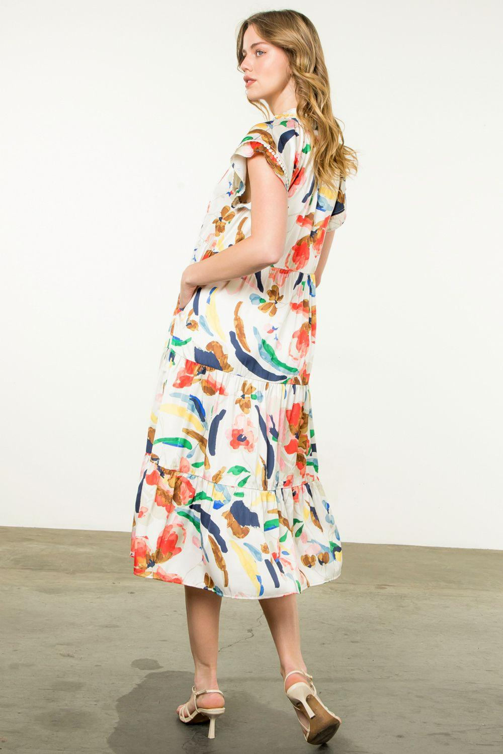 Flutter Sleeve Tiered Floral Dress Product Image