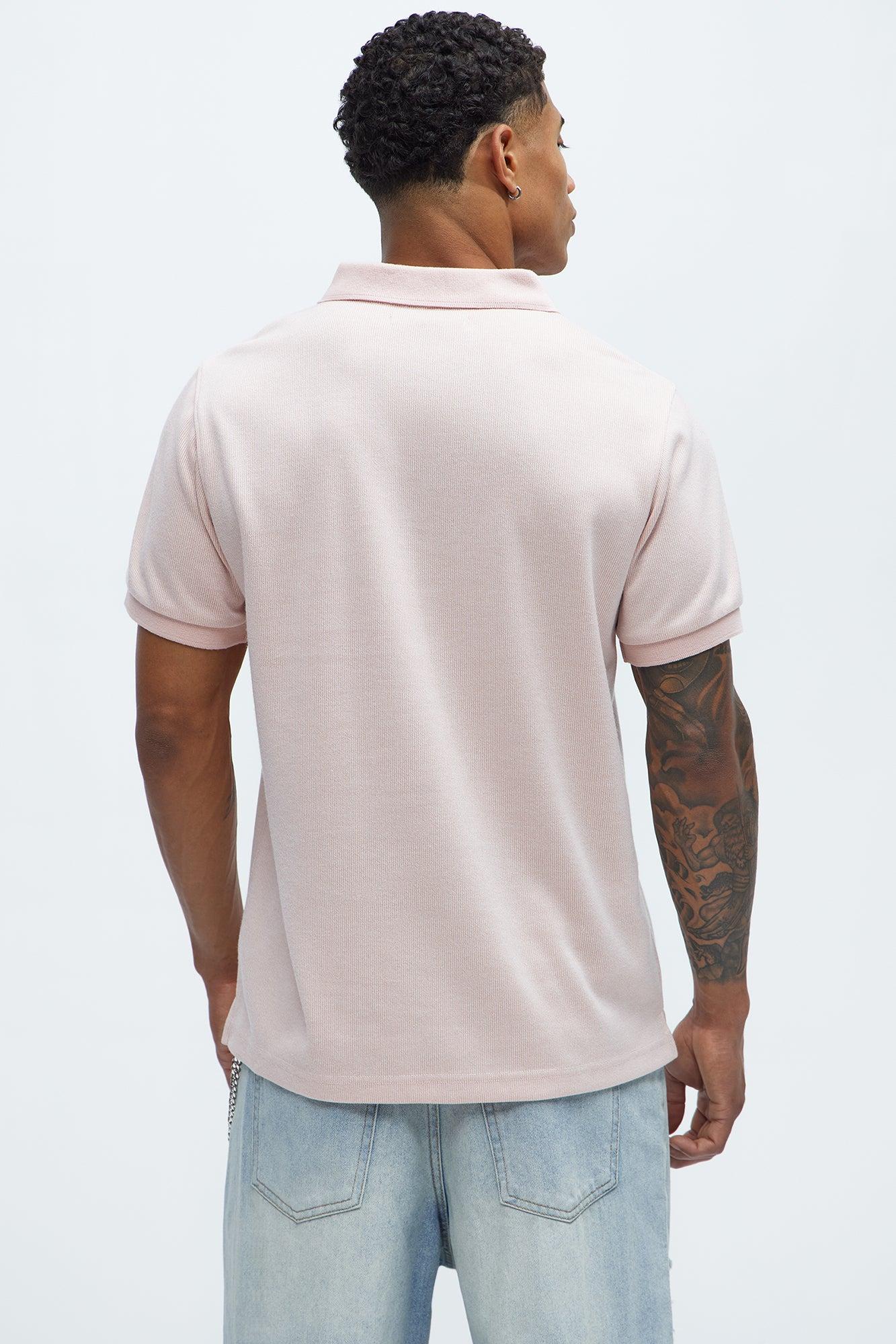 Subtle Stripes Textured Polo - Pink Product Image