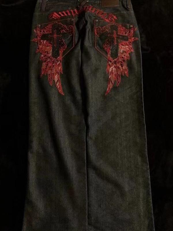 Vintage Embroidery Boyfriend Jeans Product Image