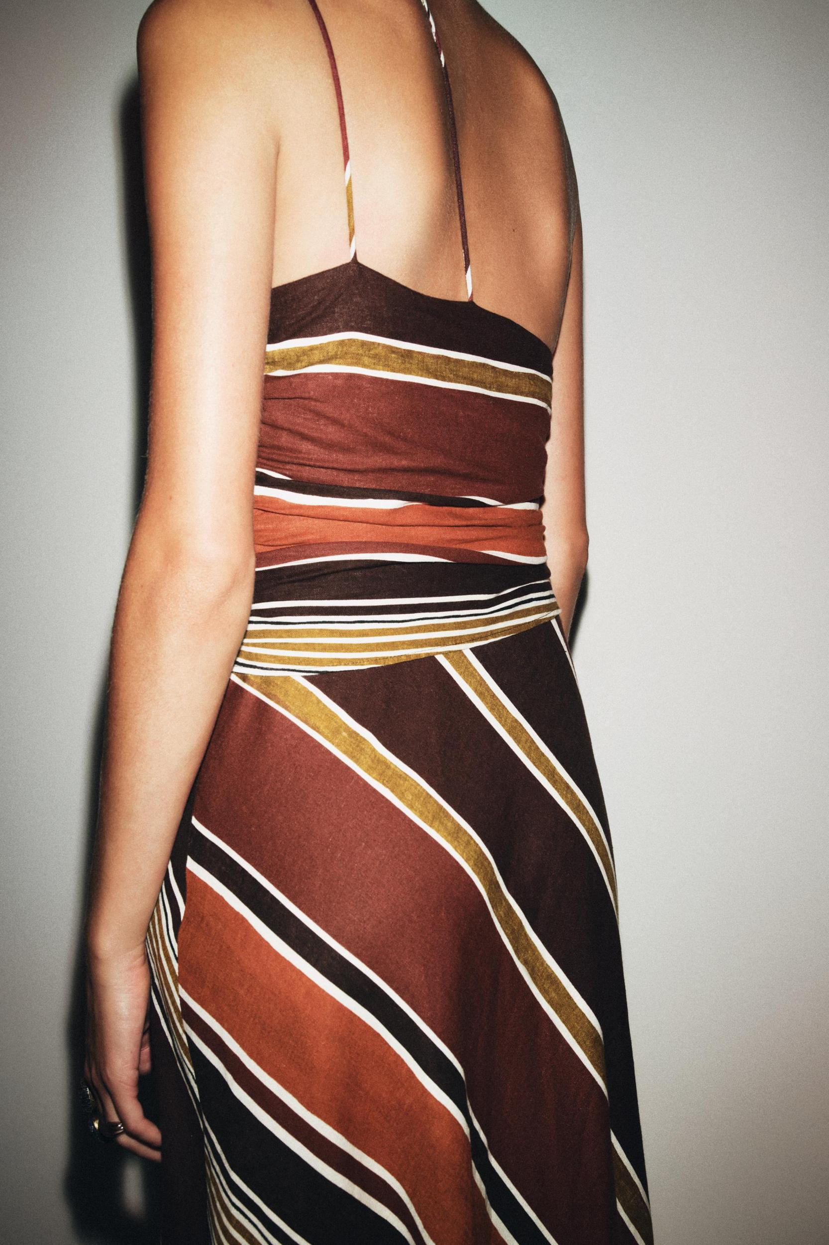 STRIPED ASYMMETRIC MIDI DRESS Product Image