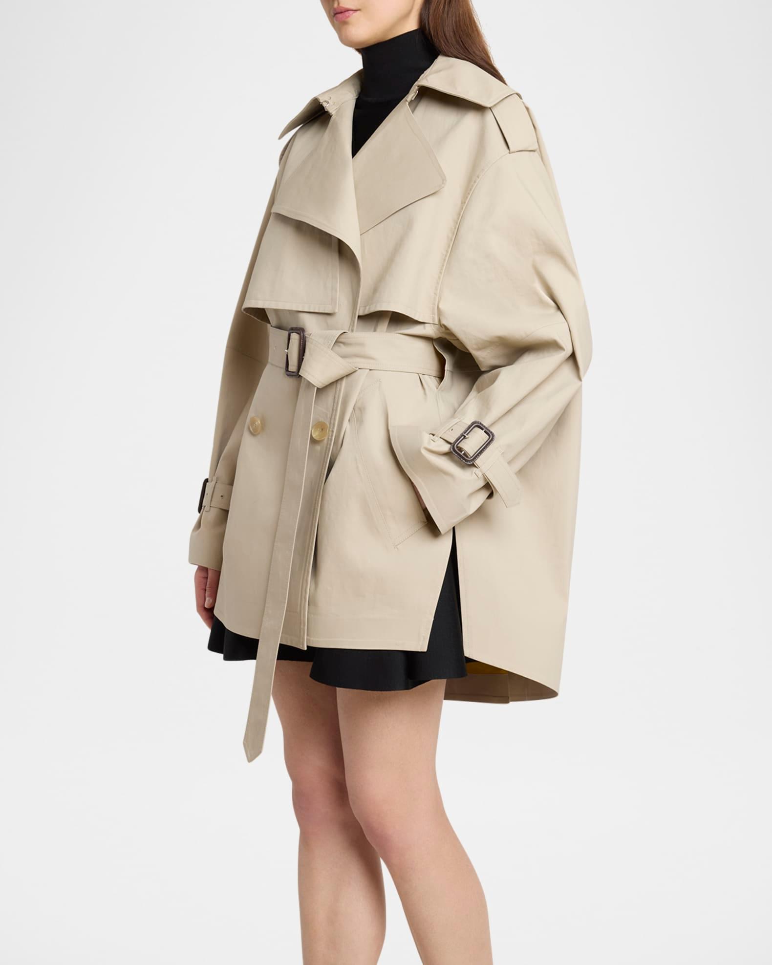 Belted Short Cocoon Trench Coat Product Image
