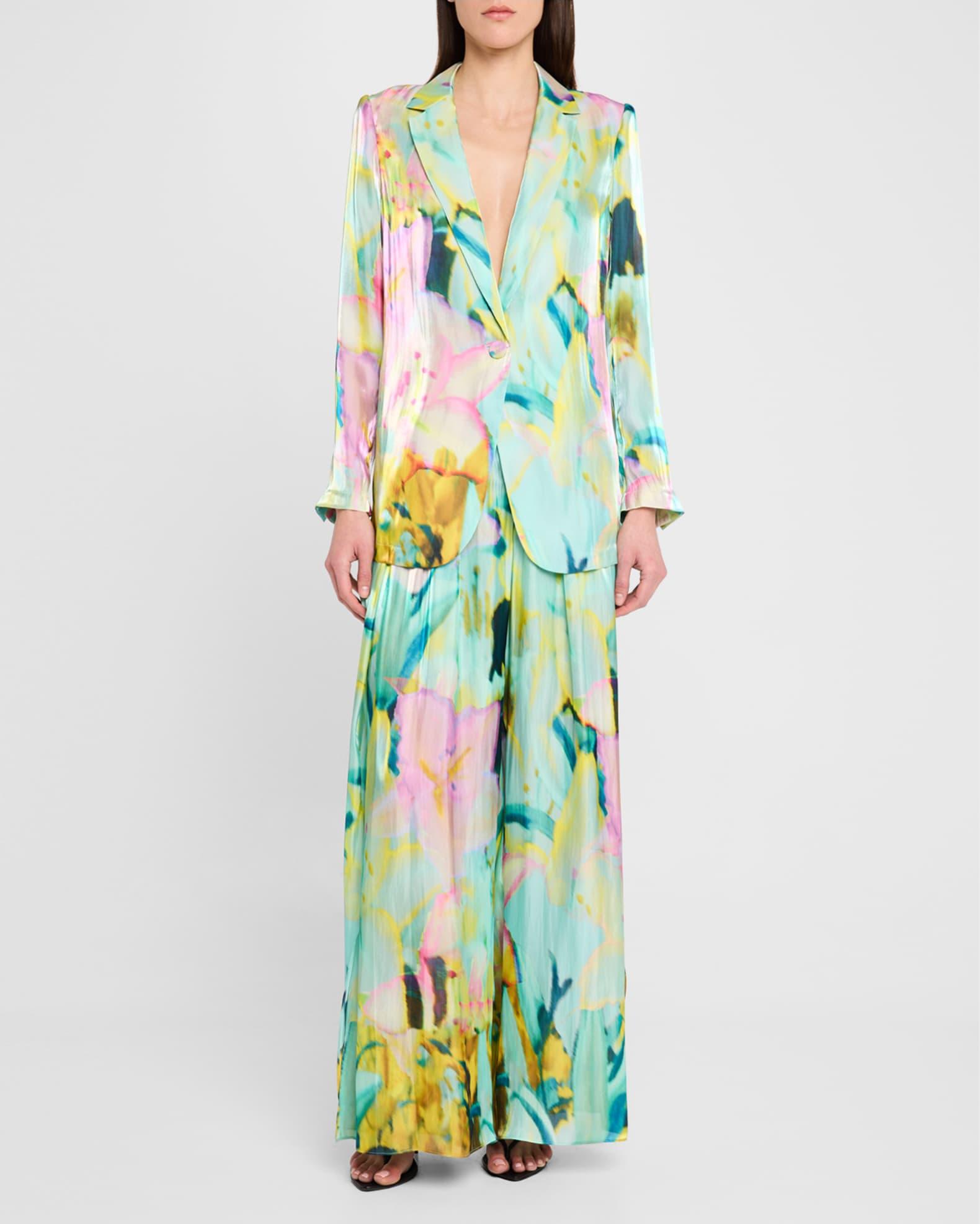 Loretta Wide-Leg Metallic Satin Pants Product Image