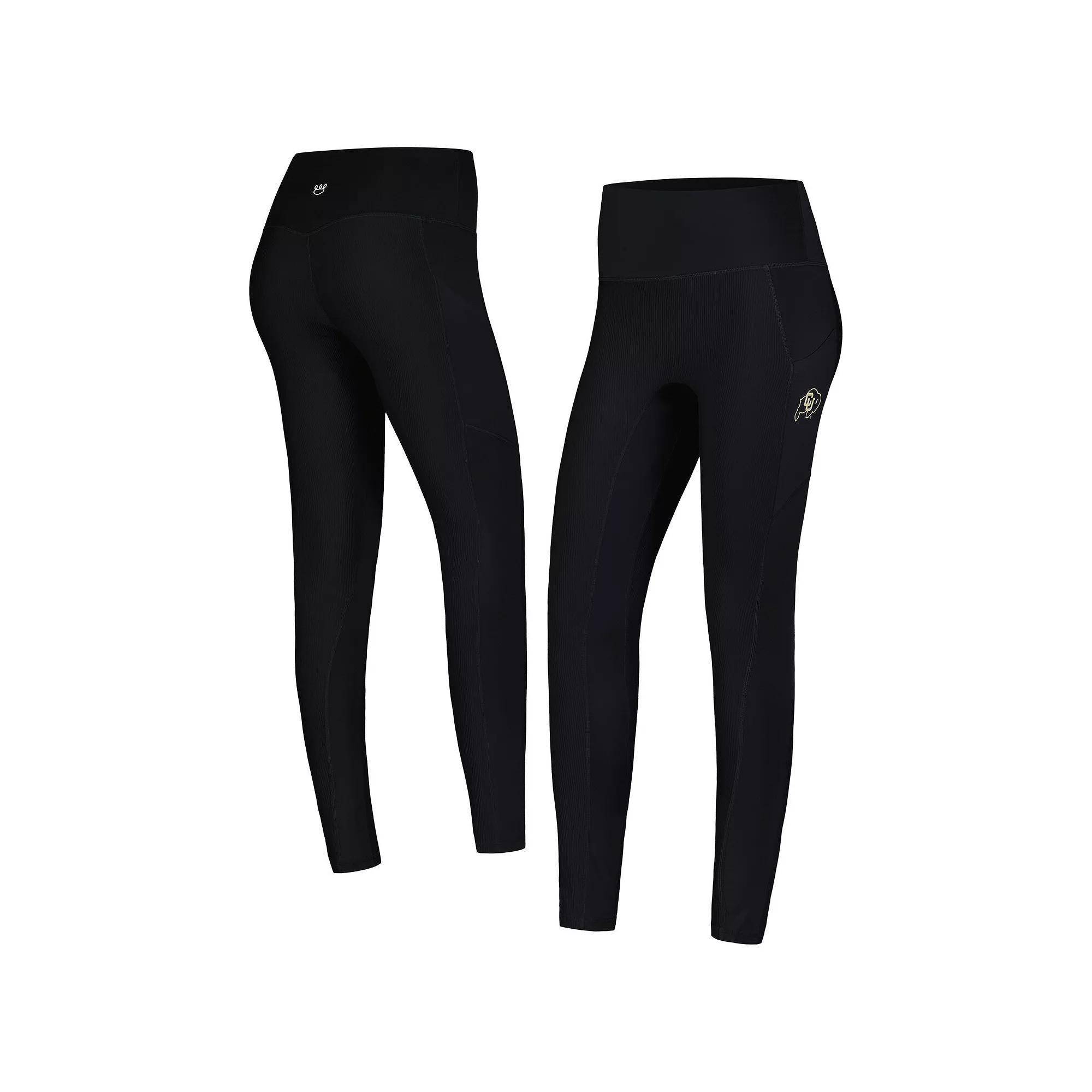 Women's KadyLuxe Black Colorado Buffaloes 7/8 Mixed Media Pocket iLeggings,  Product Image