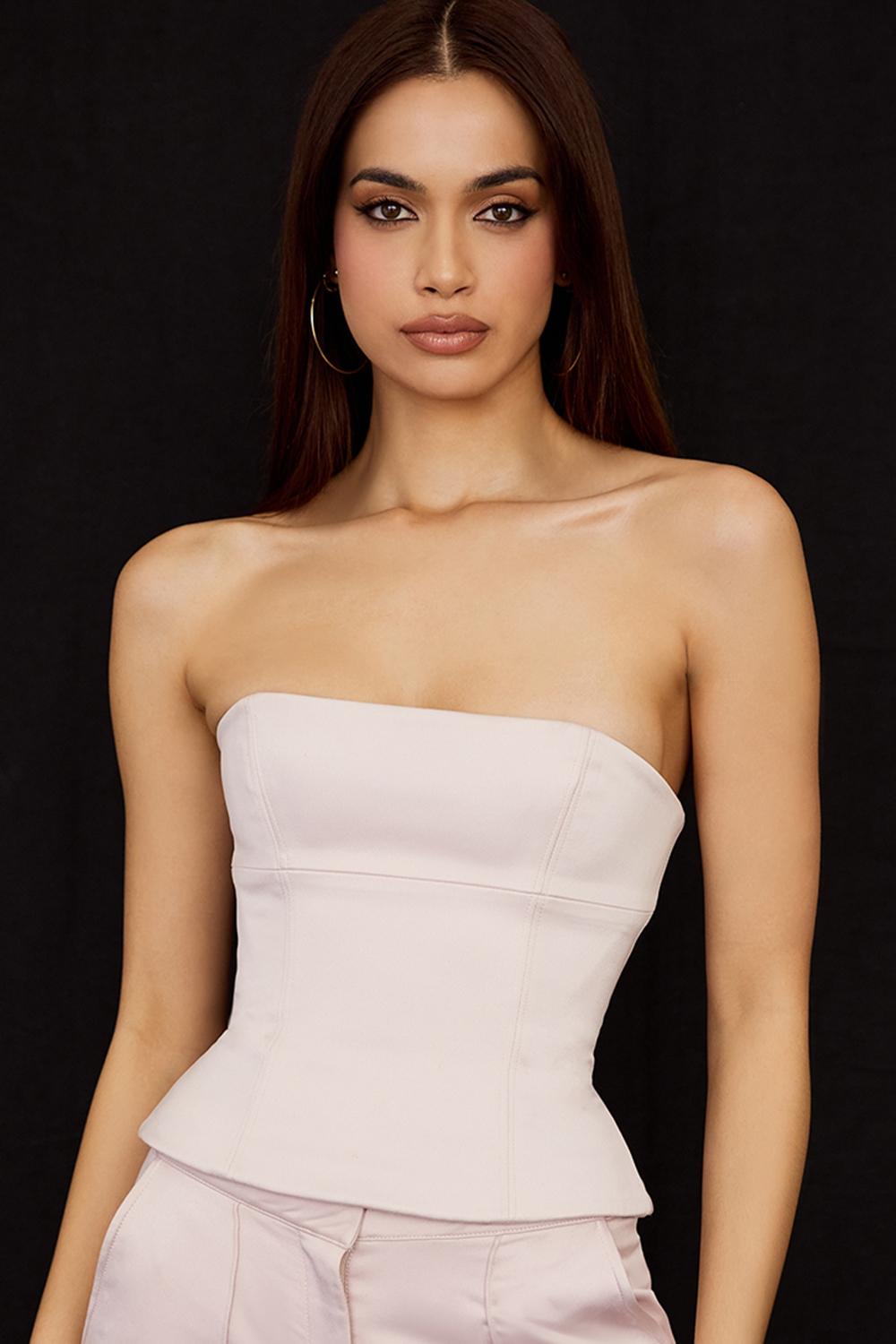 Angelica  crystal satin strapless corset Product Image