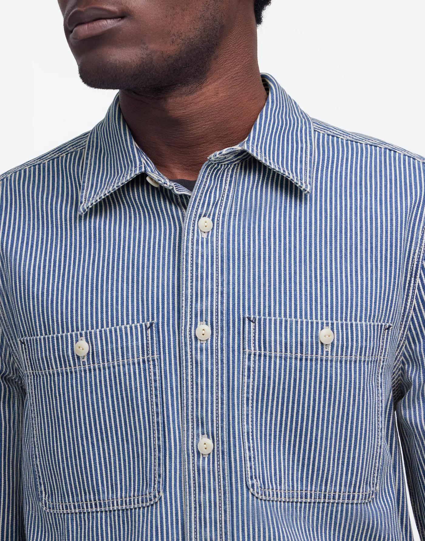Indigo-Dyed Shirt in Engineer Stripe Product Image