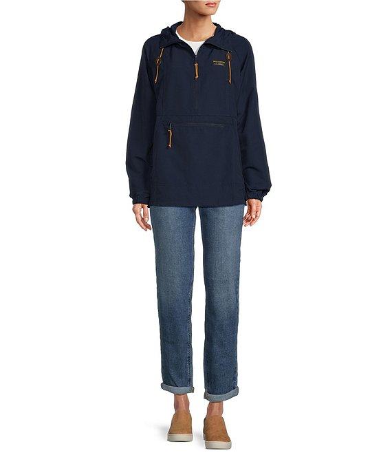 L.L.Bean Mountain Classic Anorak Stand Collar Long Sleeve Kangaroo Pocket Quarter-Zip Pullover Jacket Product Image