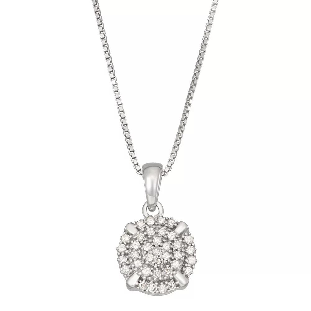 HDI Sterling Silver 1/5 Carat T.W. Diamond Cluster Pendant Necklace, Women's, Size: 18" Product Image