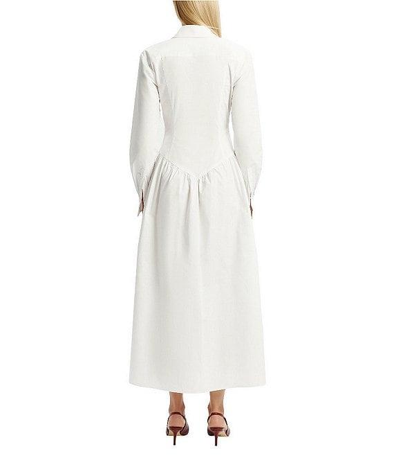 Bardot Agatha Fitted Long Sleeve Drop Waist Maxi Shirt Dress Product Image