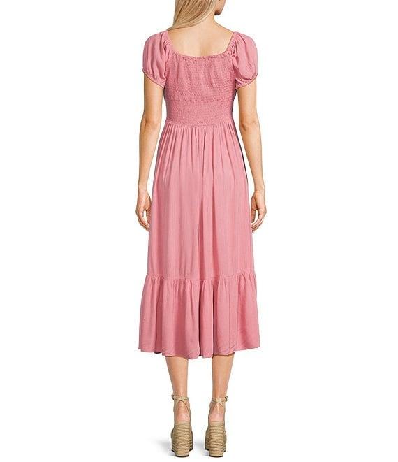 Angie U-Neckline Short Sleeve Empire Midi Dress Product Image