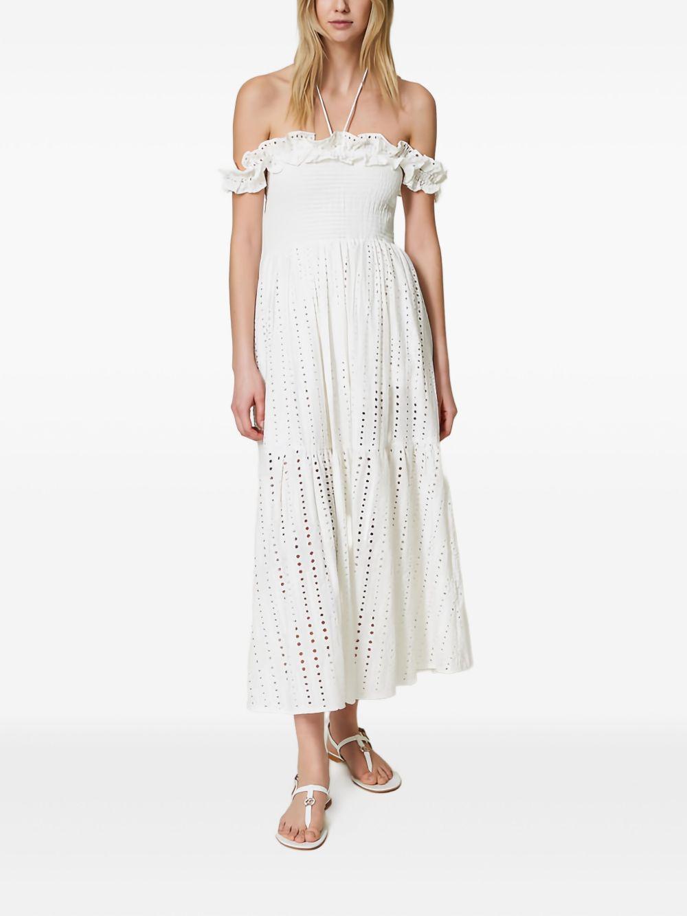 eyelet ruffle midi dress Product Image