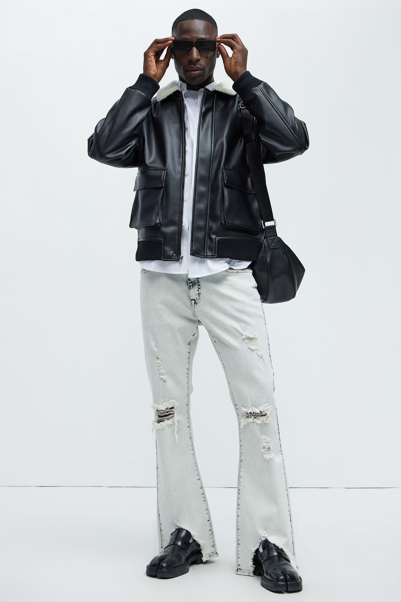 Baldwin Faux Sherpa Leather Jacket - Black Product Image