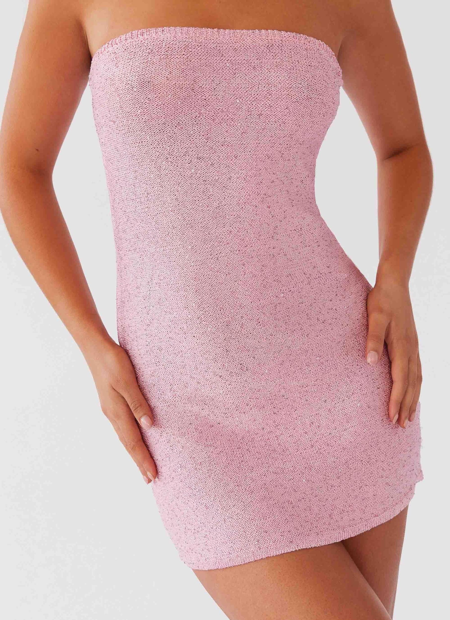 Dance The Night Tube Knit Mini Dress - Pink Dusk Product Image